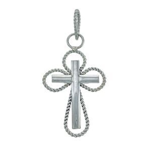 Vintage Sterling Silver 925 Rope Wire Framed Religious Cross Pendant